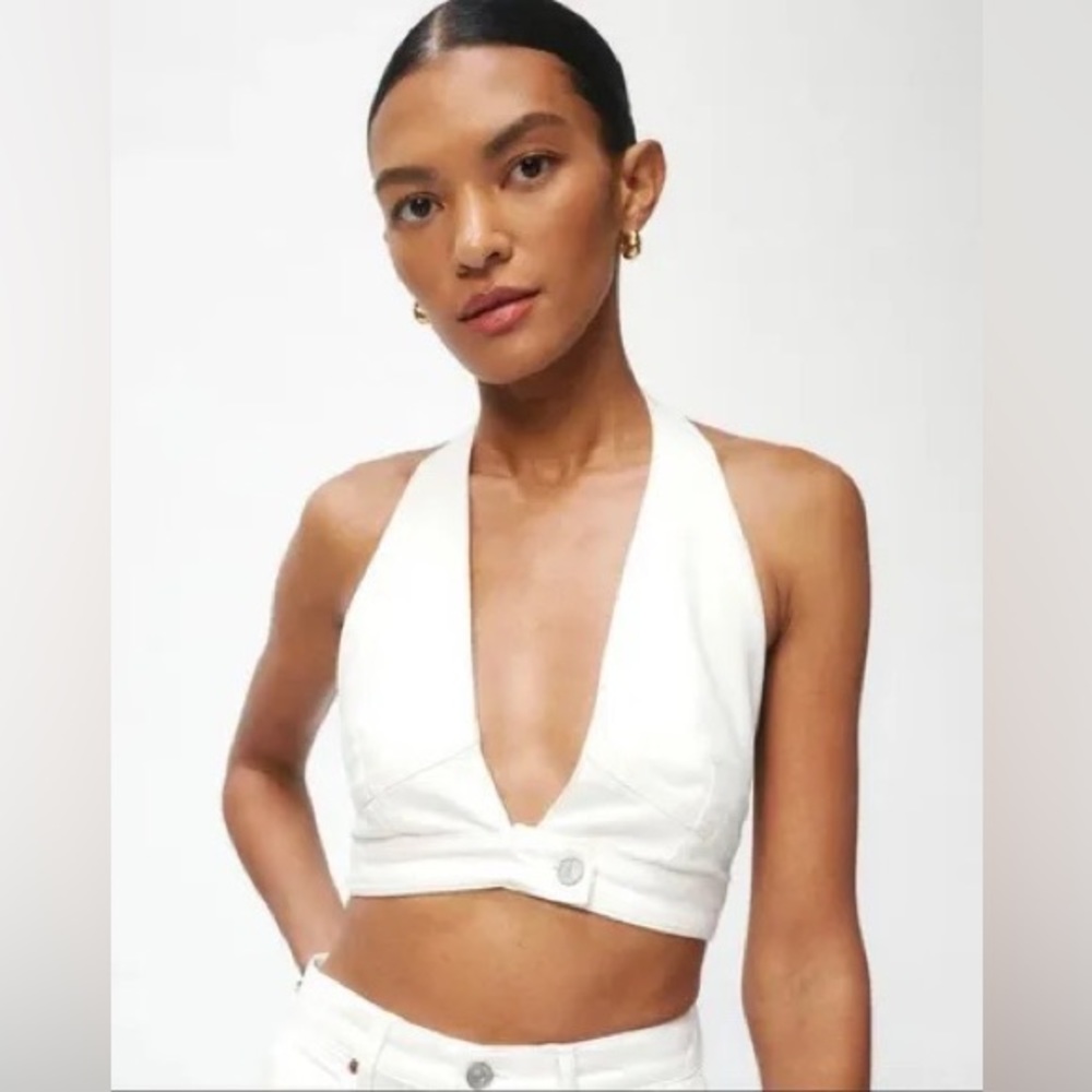 Reformation Gigi Denim Halter in Vintage White